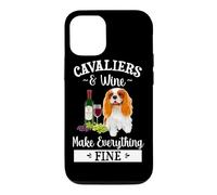 Carcasa para iPhone 12/12 Pro Wine Makes Everything Fine Cavalier King Charles Spaniel Dog