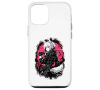 Carcasa para iPhone 12/12 Pro Wolf Anime Girl Samurai Katana Rosa Negro Diseño Estético