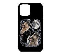 Carcasa para iPhone 12 Mini 3 Bulldogs franceses Aullando a la Luna 90s Meme Dog Lover