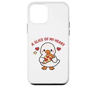 Carcasa para iPhone 12 Mini A Slice of My Heart Lindo Kawaii Goose Pizza Love Design