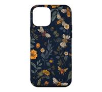 Carcasa para iPhone 12 Mini Abejas y Flores Silvestres en Azul Oscuro