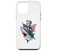 Carcasa para iPhone 12 Mini Abraham Lincoln Riding A Shark - Gráfico patriótico del 4 de Julio