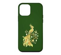 Carcasa para iPhone 12 Mini Amante de los Azulejos Phoenix Mahjong Golden Bird con Forma de Flor de Cerezo