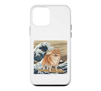 Carcasa para iPhone 12 Mini Amante de los Perros pomeranios, japoneses, Kanagawa, surfeando Olas