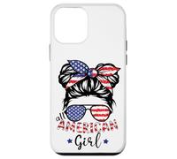 Carcasa para iPhone 12 Mini American Girls - Moño patriótico desordenado para Hija del 4 de Julio