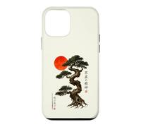 Carcasa para iPhone 12 Mini Antiguo Bonsái Árbol Rojo Sol WABI Sabi Zen Arte Japonés
