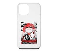 Carcasa para iPhone 12 Mini Arte con Tinta Sumi-e Japonesa Maneki Neko de Lucky Cat Red Sun