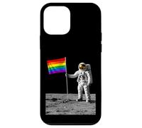 Carcasa para iPhone 12 Mini Astronauta Luna Landing Bandera del Orgullo Gay Divertida Historia Retro