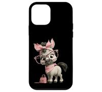 Carcasa para iPhone 12 Mini Baby Pony Kawaii Caballo Rosa Leopardo Gafas Retrato Gráfico