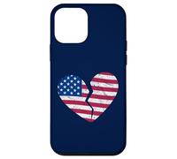 Carcasa para iPhone 12 Mini Bandera de Estados Unidos de América Corazón Roto - Heartbreak en Forma de corazón