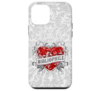Carcasa para iPhone 12 Mini Bibliophile Book Lover Bibliotecario Tatuaje Corazón Blanco