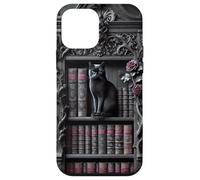 Carcasa para iPhone 12 Mini Biblioteca gótica de Gato Negro Dark Academia estantería Vintage