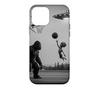 Carcasa para iPhone 12 Mini Bigfoot y un Extraterrestre Jugando Baloncesto Aros Sasquatch