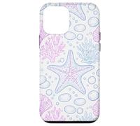 Carcasa para iPhone 12 Mini Blue Pink Starfish Shell Coral Ocean Life and Beach Pattern