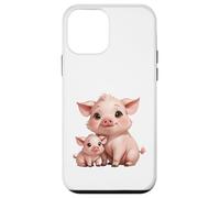 Carcasa para iPhone 12 Mini Bonito diseño de mamá cerdita y Cerdito bebé