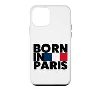 Carcasa para iPhone 12 Mini Born In Paris France French Flag Color Block Typography
