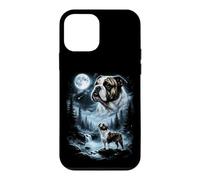 Carcasa para iPhone 12 Mini Bulldog Inglés Howling to The Moon Retro 90's Dog