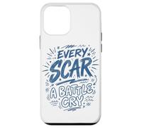 Carcasa para iPhone 12 Mini Cada Cicatriz un Grito de Batalla Azul Garabato Cita Arte