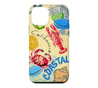 Carcasa para iPhone 12 Mini California Coastal Seafood Collage Retro Beach Food Art
