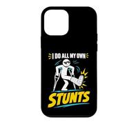 Carcasa para iPhone 12 Mini Camiseta con Texto en inglés I Do My Own Stunts Get Well Funny Injury Leg