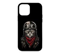 Carcasa para iPhone 12 Mini Casco Vintage Rock'n Roll de Gato Motorista
