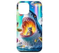 Carcasa para iPhone 12 Mini Cat Kitty Montando Fuego Respirando Tiburón Arco Iris Laser