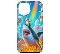 Carcasa para iPhone 12 Mini Cat Kitty Montando Fuego Respirando Tiburón Arco Iris Laser