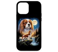 Carcasa para iPhone 12 Mini Cavalier King Charles Spaniel Howling to The Moon Meme Divertido