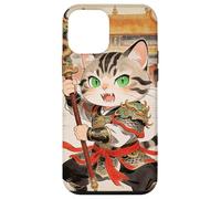 Carcasa para iPhone 12 Mini Chibi Asiático Chino Guerrero Gato - Miau Kung Fu Vintage Art