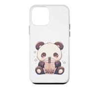 Carcasa para iPhone 12 Mini Chibi Panda disfrutando de té de Burbujas Kawaii Lindo Boba Art