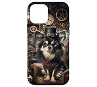 Carcasa para iPhone 12 Mini Chihuahua de Pelo Largo Steampunk Científico Loco