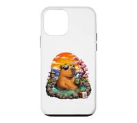 Carcasa para iPhone 12 Mini Chill Capybara Hot Spring Sunset Retro Funny Summer