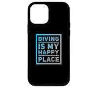 Carcasa para iPhone 12 Mini Citas de buceFunny Divers Humor El Buceo es mi Lugar Feliz