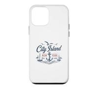 Carcasa para iPhone 12 Mini City Island Bronx New York Nautical Anchor Vintage Velero