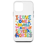 Carcasa para iPhone 12 Mini Colorido Quirky I Love One Man and Varios Caballos Lindo