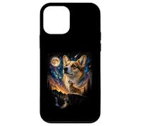 Carcasa para iPhone 12 Mini Corgi Howling To The Moon Vintage 90s Dog Meme Gráfico Divertido