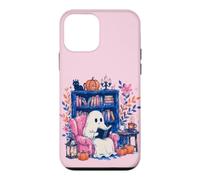 Carcasa para iPhone 12 Mini Cozy Spooky Ghost Reading in Autumn Halloween Teacher Kids