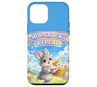 Carcasa para iPhone 12 Mini Cute Bunny Hops Snack Repeat Pastel Spring Huevos Decorativos
