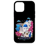 Carcasa para iPhone 12 Mini Cute Santorini Island Greek Village Grecia Viajes Vacaciones