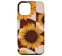 Carcasa para iPhone 12 Mini Cute Sunflower Floral Brown Checker Gardener Country Summer