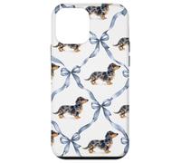 Carcasa para iPhone 12 Mini Dapple Dachshund, Lazo Azul, diseño de Coqueta, diseño de Doxie, Regalo