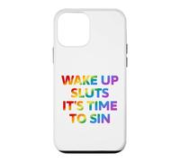 Carcasa para iPhone 12 Mini Despierta es Hora de pecar Texto Divertido del Arco Iris