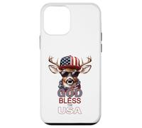 Carcasa para iPhone 12 Mini Dios Bendiga a los Estados Unidos, Divertido Sombrero patriótico y Genial con Forma de Ciervo