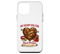 Carcasa para iPhone 12 Mini Divertida Idea de Amor para Perros con Estampado de Barro y Estampado de My Heart Has Fur