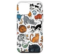 Carcasa para iPhone 12 Mini Divertido Gato Doodle Patrón Colorido Amante De Las Mascotas