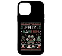 Carcasa para iPhone 12 Mini Divertido Juego de Palabras para dueño de Perro de Navidad - Feliz Navidog Ugly Christmas