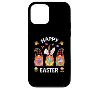 Carcasa para iPhone 12 Mini Divertido Lindo Conejito Tres gnomos sosteniendo Huevo Feliz día de Pascua