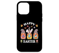 Carcasa para iPhone 12 Mini Divertido Lindo Conejito Tres gnomos sosteniendo Huevo Feliz día de Pascua
