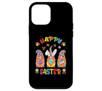 Carcasa para iPhone 12 Mini Divertido Lindo Conejito Tres gnomos sosteniendo Huevo Feliz día de Pascua