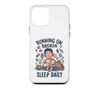 Carcasa para iPhone 12 Mini Divertido niño Cansado Nuevo papá Corriendo en el sueño Roto Diario